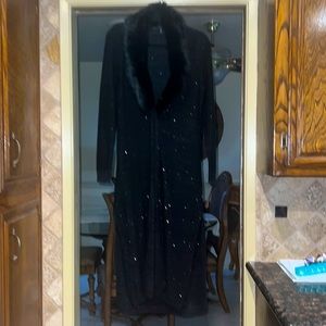 White House Black Market long sweater with Fur Collar